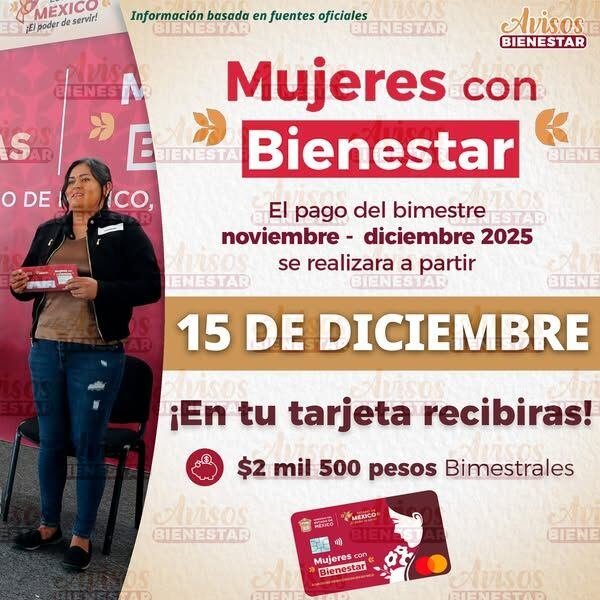 Edomex iniciará pago bimestral de Mujeres con Bienestar el 15 de diciembre y ampliará padrón en 2026